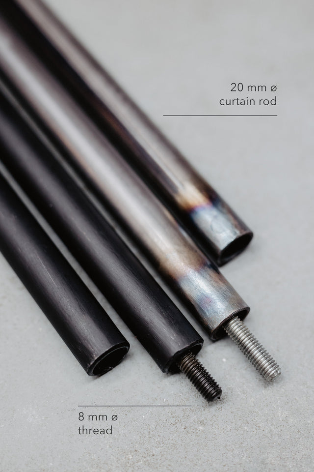 Vorhangstange aus metall | Schwarzer Gardinenstangenhalter | 20 mm Gardinenstange | Stilvolle Vorhangstange | MALAGA